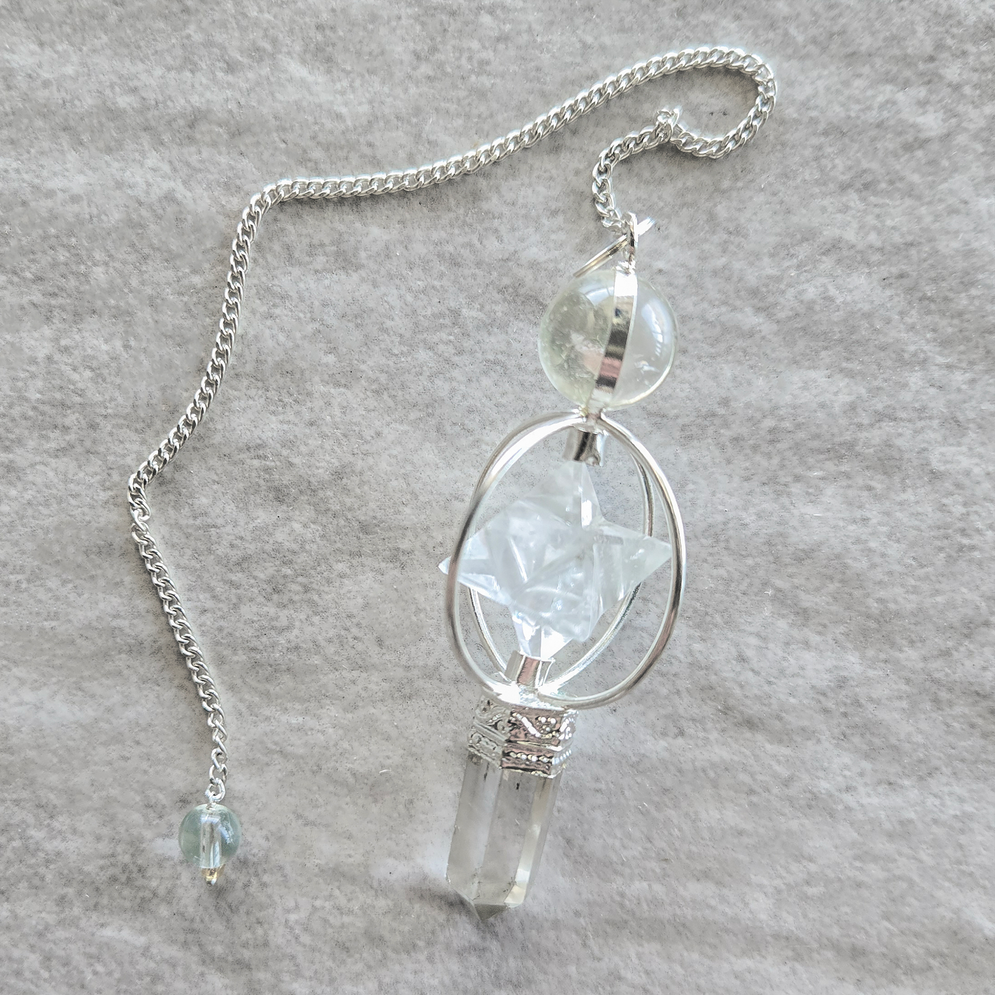 Crystal Sphere, Point & Merkaba Star Pendulum